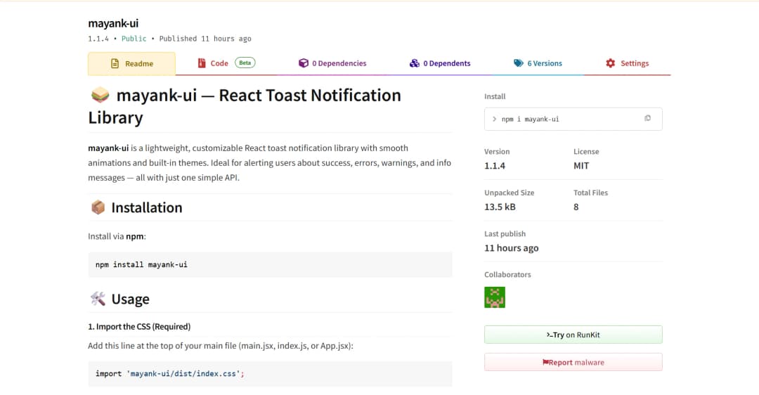 React Toast Notification-mayank-ui Preview